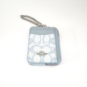 Coach CBL78 Zip Card Case Sketch Signature Mini Wallet Ice Blue